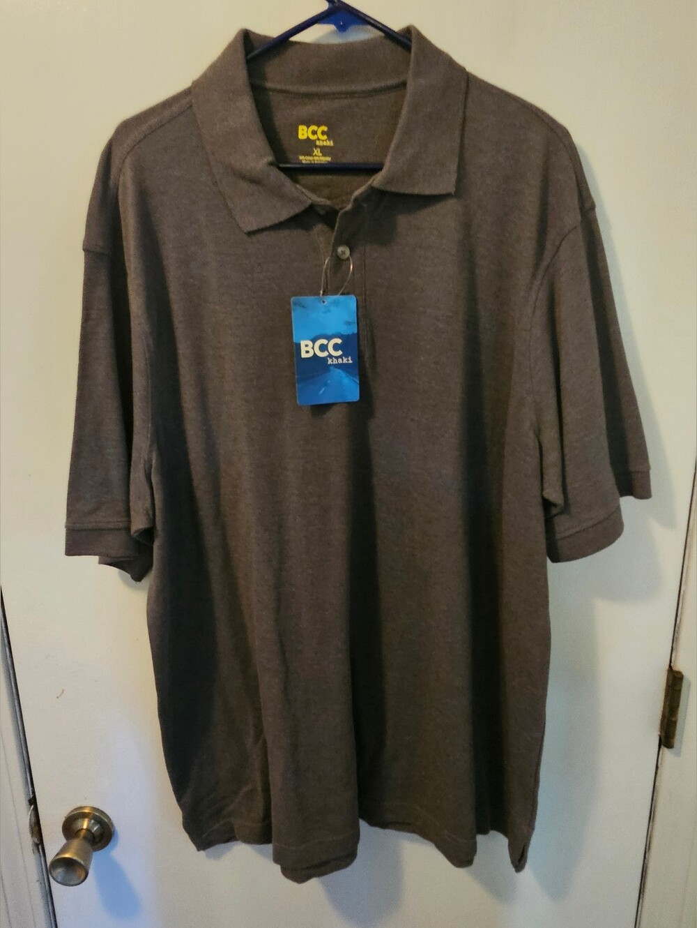 BCC Khaki Short Sleeve Polo Shirt Gray Men's‎ Size XL NWT